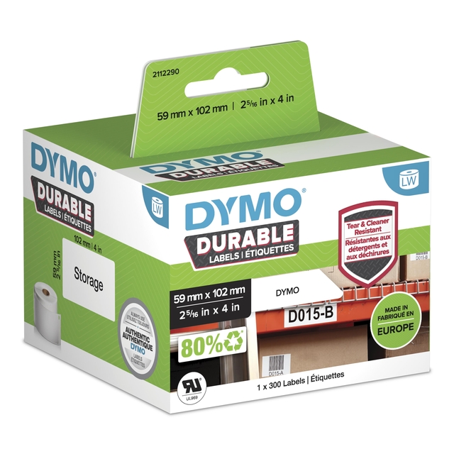 Etiket Dymo LabelWriter industrieel 59x102mm 1 rol á 300 stuks wi