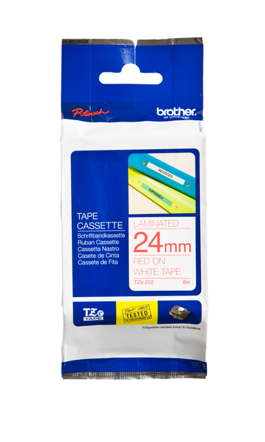 Brother 24mm Gloss RedOnWht Tape TZE252