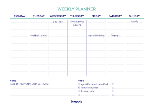 PLANNER BREPOLS WEEKLY PLANNER A4 7D/1P