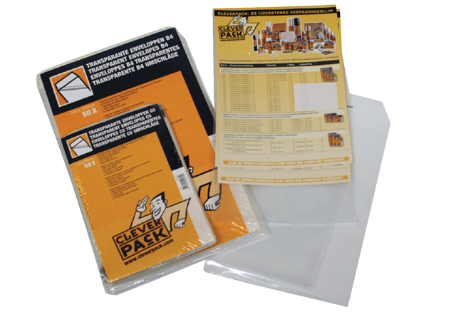 Envelop CleverPack akte B4 245x350mm zelfklevend transparant 50 stuks