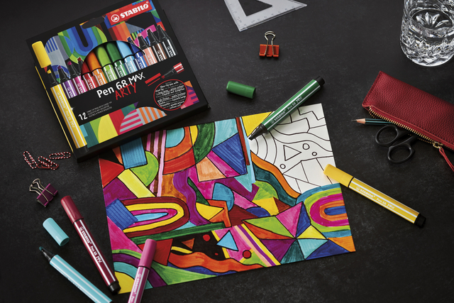 Viltstift STABILO Pen 68 Max Arty assorti etui à 6 stuk