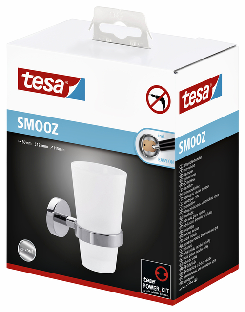 Bekerhouder tesa® Smooz hoogglans verchroomd metaal zelfkleven