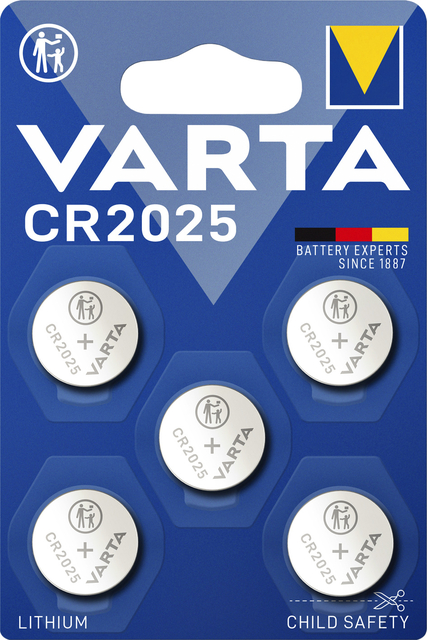 Batterij Varta knoopcel CR2025 lithium blister à 5stu
