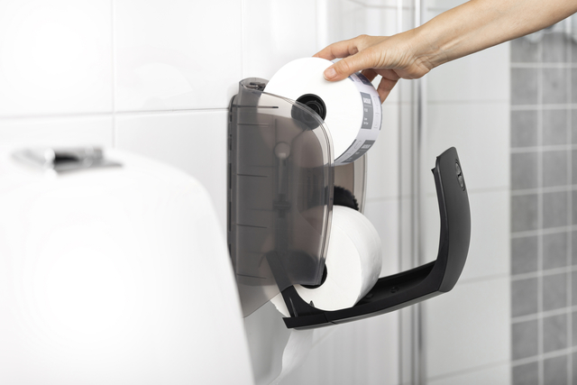 Toiletpapierdispenser Katrin systeemrol duo zwart 77519