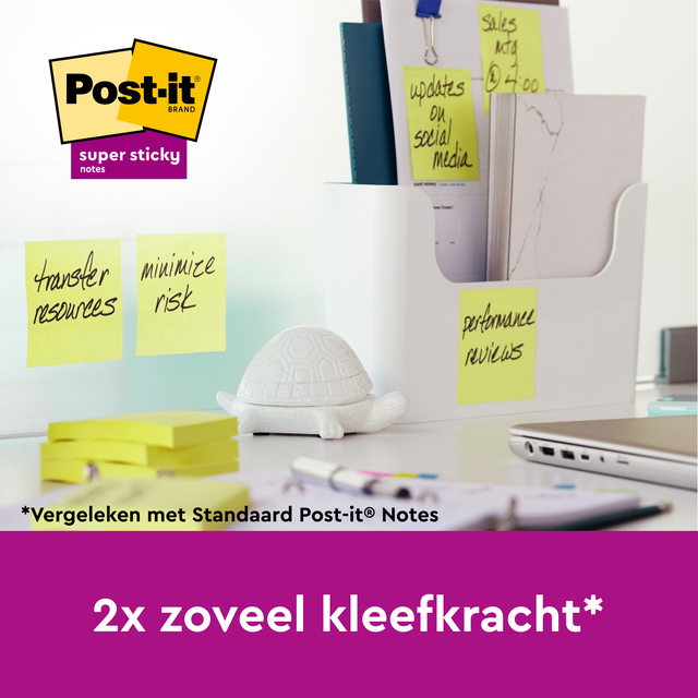 Memo pad Post-it 654 Super Sticky 76x76mm yellow 14+2 free