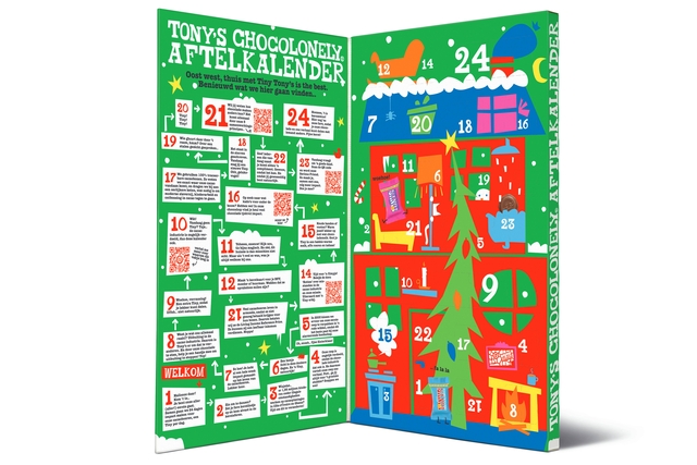Chocolade Tony's Chocolonely Kerst big Tiny calendar 225gr assorti