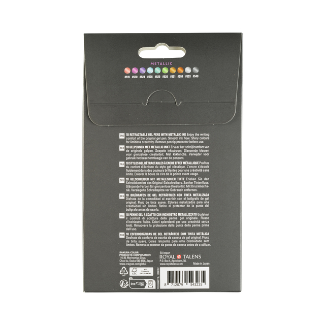 Gelschrijver Sakura Gelly Roll Metallic 08 klikfunctie set à 10 kleuren