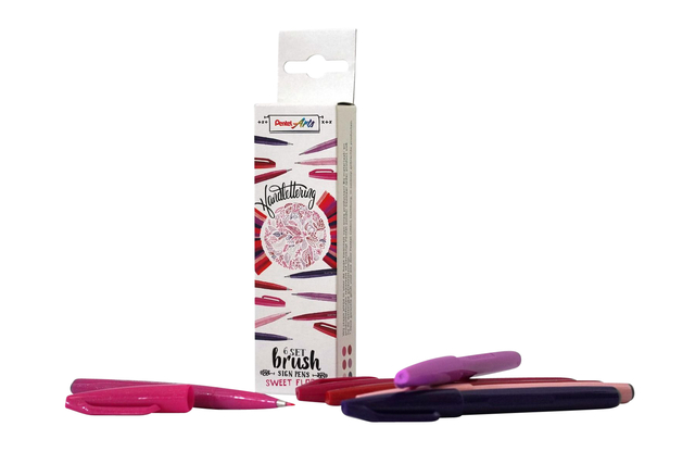 Brushpen Pentel Sign SES15C Sweet Flora assorti doos à 6 stuk
