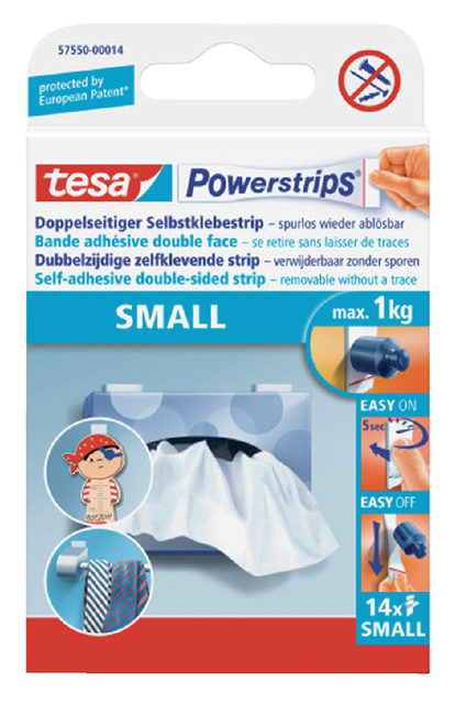 tesa Powerstrips SMALL, double-sided self-adhesive strips, removable