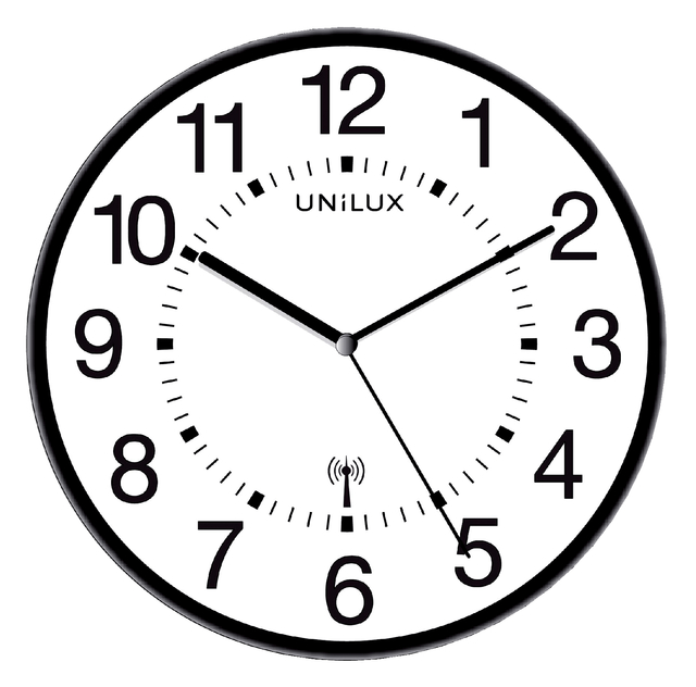 Wall clock Unilux Wave radio controlled Ø 30cm black/whit