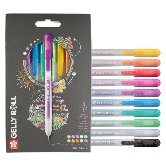 Gelschrijver Sakura Gelly Roll Metallic 08 klikfunctie set à 10 kleuren