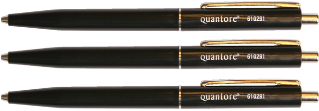 Ballpoint Quantore push button with metal clip black medium