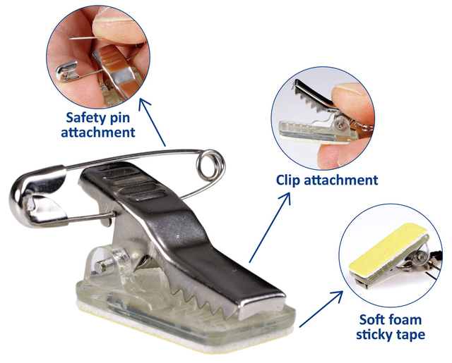 Self adhesive clip/pin OPUS 2 for badge/50 pieces