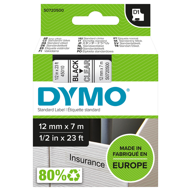 Dymo 4500 Tape Bk/Cl 45010/S0720500