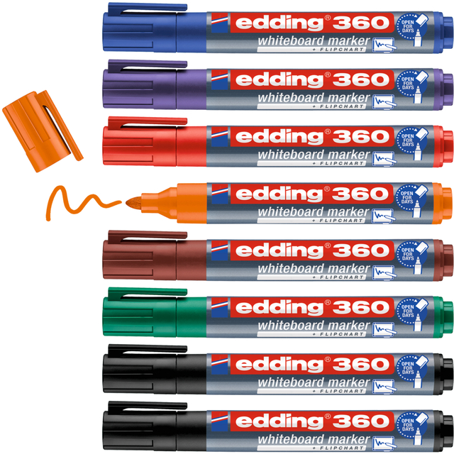 Felt-tip pen edding 360 whiteboard round 1.5-3mm assorted 8 pieces