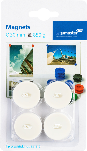 Legamaster magnet 30mm white 4pcs C&C