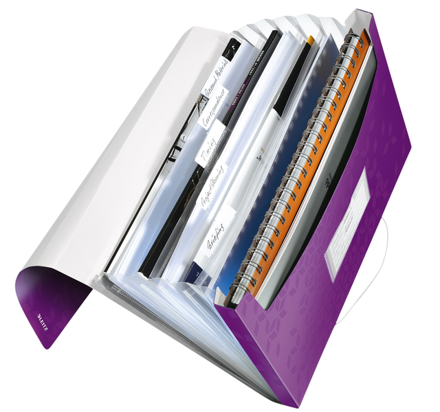 Expanding File Organizer Leitz WOW A4 6 compartments purple