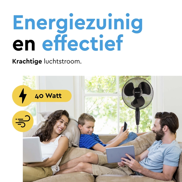 Statiefventilator BRASQ met remote Ø 40cm zwar