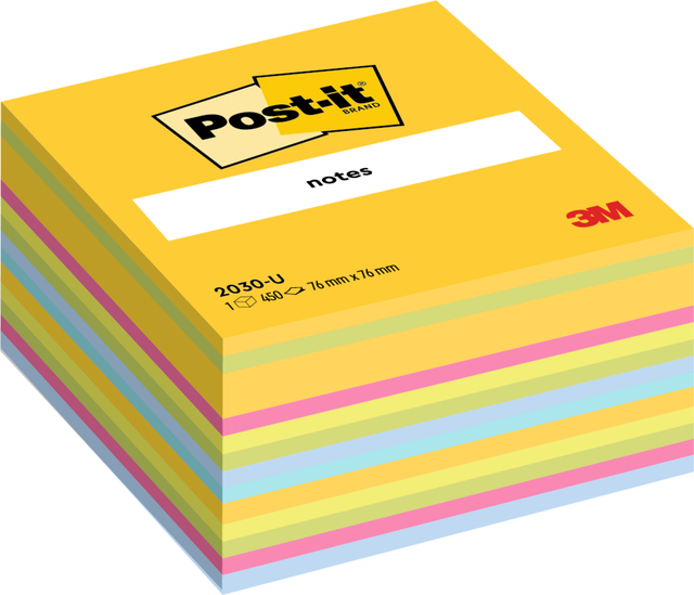 Memo pad Post-it 2030 76x76mm cube ultra assorted
