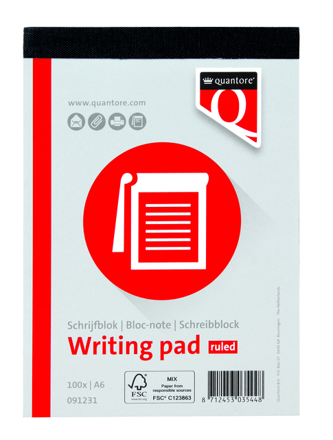 Writing pad Quantore A6 ruled