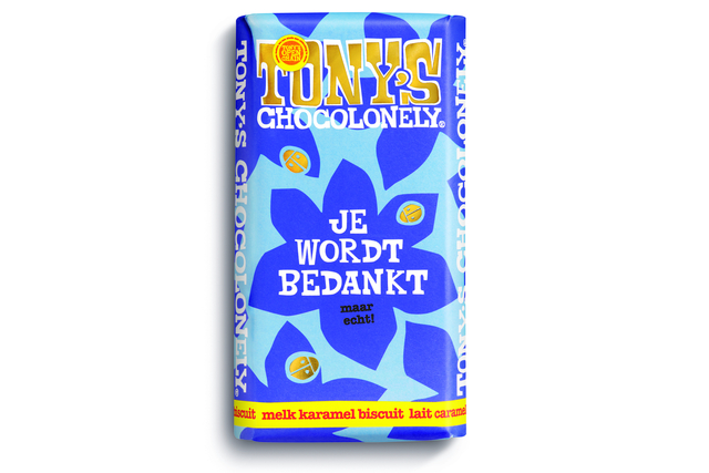 Chocolade Tony's Chocolonely je wordt bedankt reep 180gr