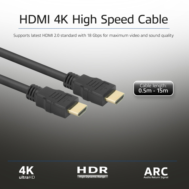 Kabel ACT HDMI ETH4K M/M zwart 2 meter