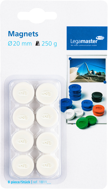 Legamaster magnet 20mm white 8pcs C&C