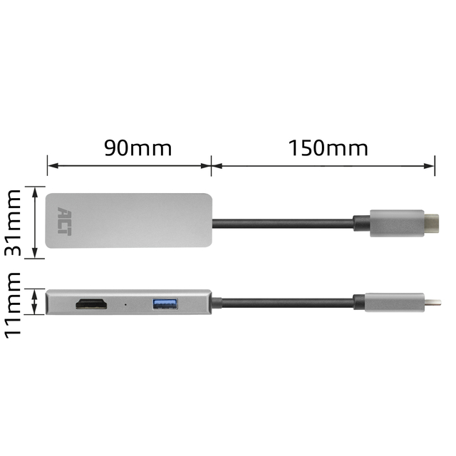 Adapter ACT USB-C 4K multiport for 2 HDMI monitors