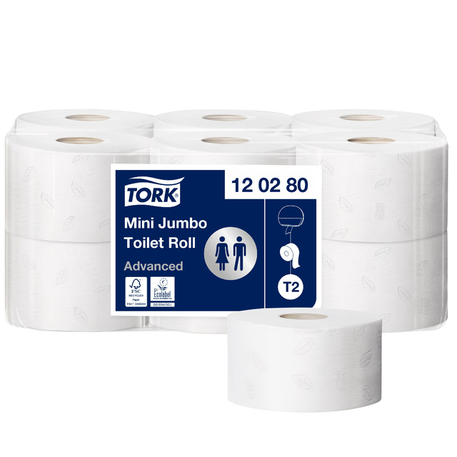 Tork Mini Jumbo Toilet Roll 2ply white 170 m T2 Advanced