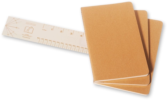 Schrift Moleskine 130x210mm blanco 160 pagina's 70gr kraft set à 3 stuk