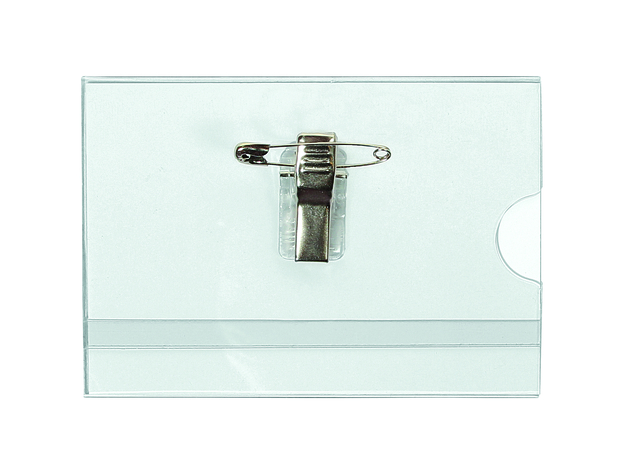 Name badge Quantore with clip and pin 60x90mm