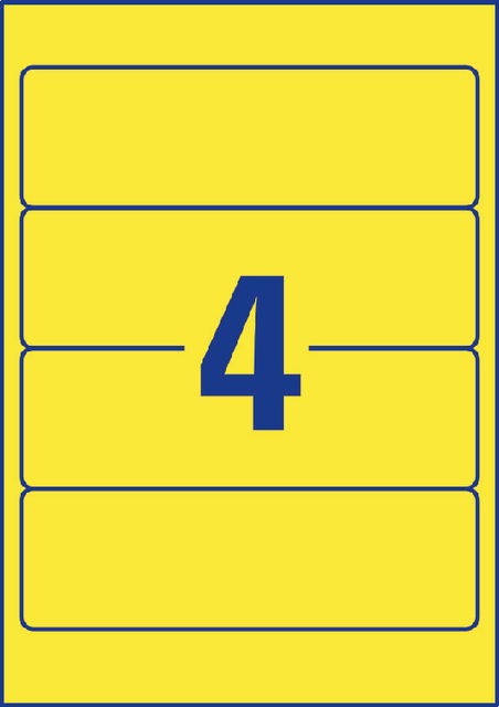 Rugetiket Avery breed 61x192mm zelfklevend geel 20 vel