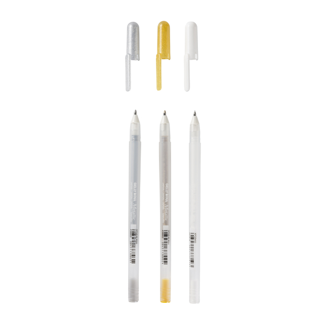 Gelpen Sakura Gelly Roll Favourites set 3 kleuren Goud-Zilver-Wit