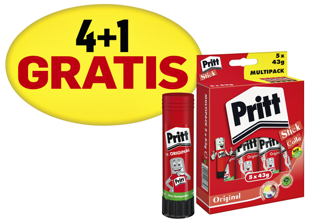 Glue stick Pritt Stick Original 43gr promo pack 4+1 free