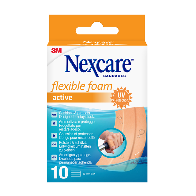 Foam bands Nexcare active flexible foam waterproof 6x10cm 10 pieces