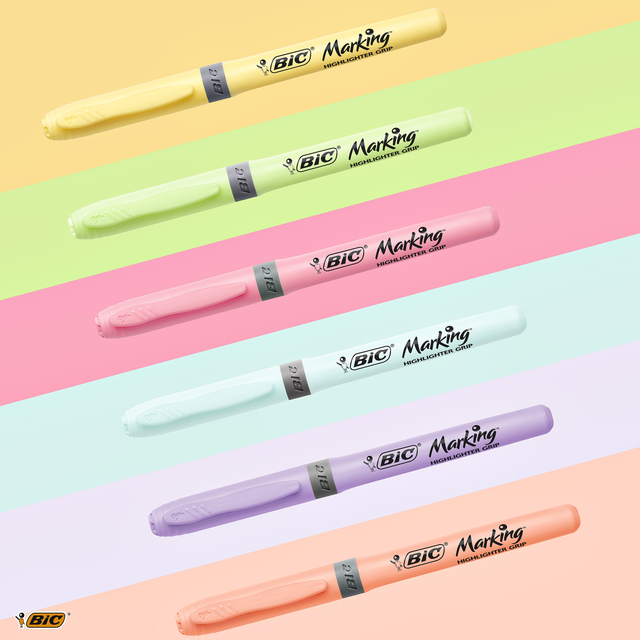 Markeerstift Bic grip Highlight your life assorti blik à 15 stuk