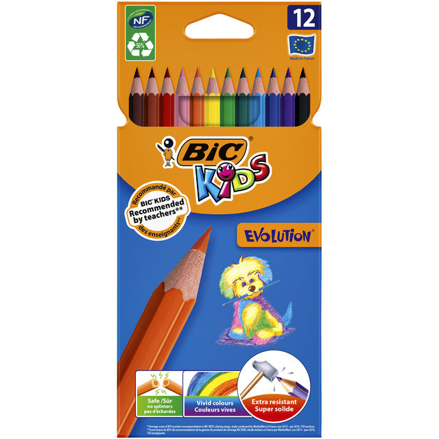 Kleurpotloden BicKids Evolution assorti etui à 12 stuk