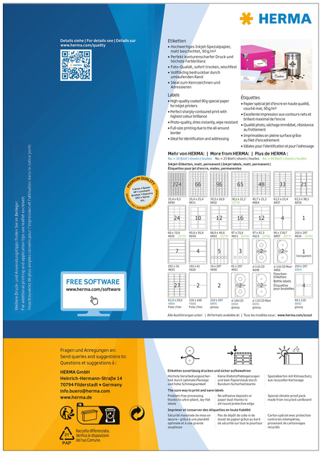 Etiket HERMA 10779 66x33.8mm wit 1920 stuks