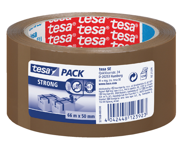 Verpakkingstape tesapack® Strong 66mx50mm PP brui