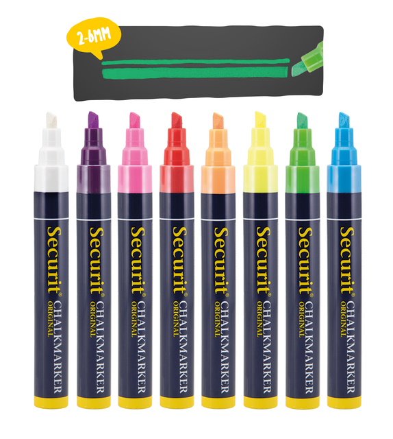 Krijtstift Securit SMA-510 schuin ass 2-6mm blister à 8 stuk