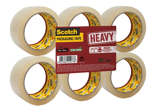 Verpakkingstape Scotch Secure Seal 50mmx66m transparant 6 rollen