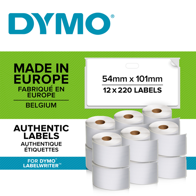 Etiket Dymo LabelWriter multifunctioneel 32x57mm 12 rollen á 1000 stuks wi