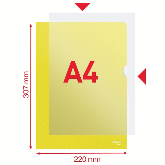Insteekmap L-model Esselte standaard A4 0.11mm PP geel 100 stuks