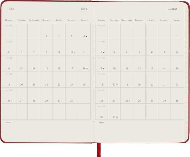 Agenda 2027 Moleskine 12M Planner Weekly 7dagen/1pagina pocket hc scarlet red