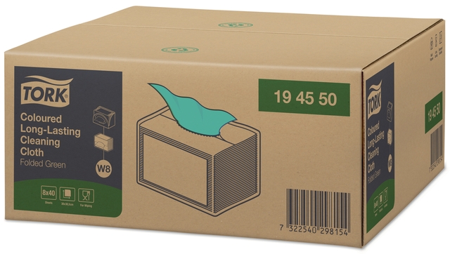 Reinigingsdoek Tork W8 Premium 1-laags 40 vel groen 194550