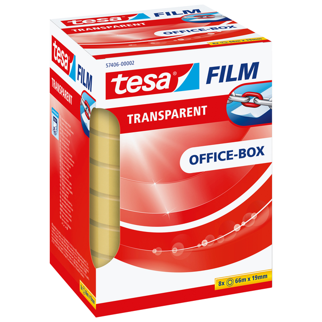 Plakband tesafilm® 66mx19mm Transparant 8 rolle