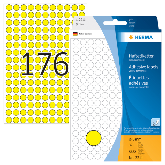 Multi-purpose labels ø 8mm yellow 5632 pcs