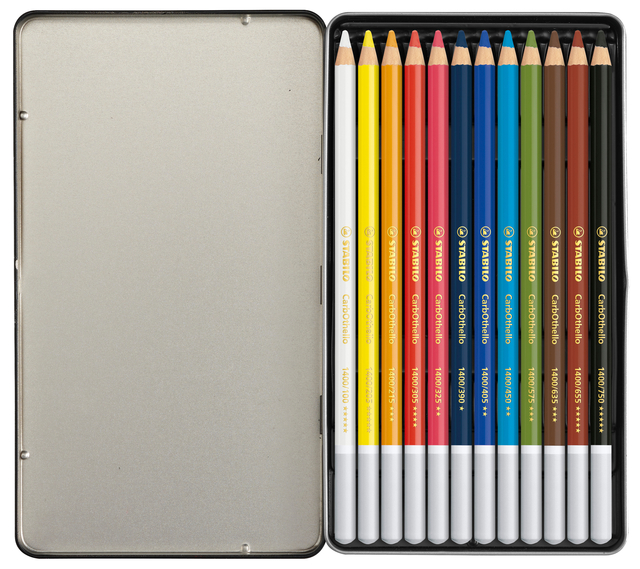 Kleurpotloden STABILO CarbOthello kalkpastel assorti blik à 12 stuk