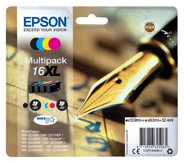 EPSON 16XL ink cartridge black + tri-col