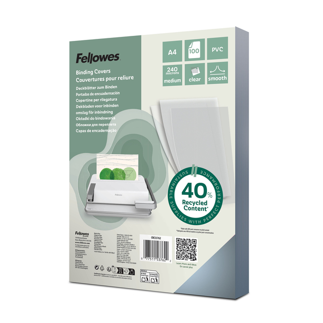 Fellowes Binding Covers E/C 240sh Pk100